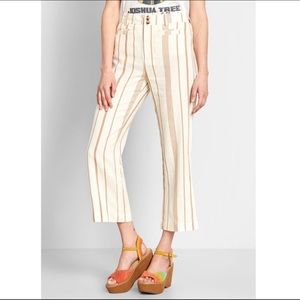 ModCloth Cropped Linen Blend Striped Pants sz 4
